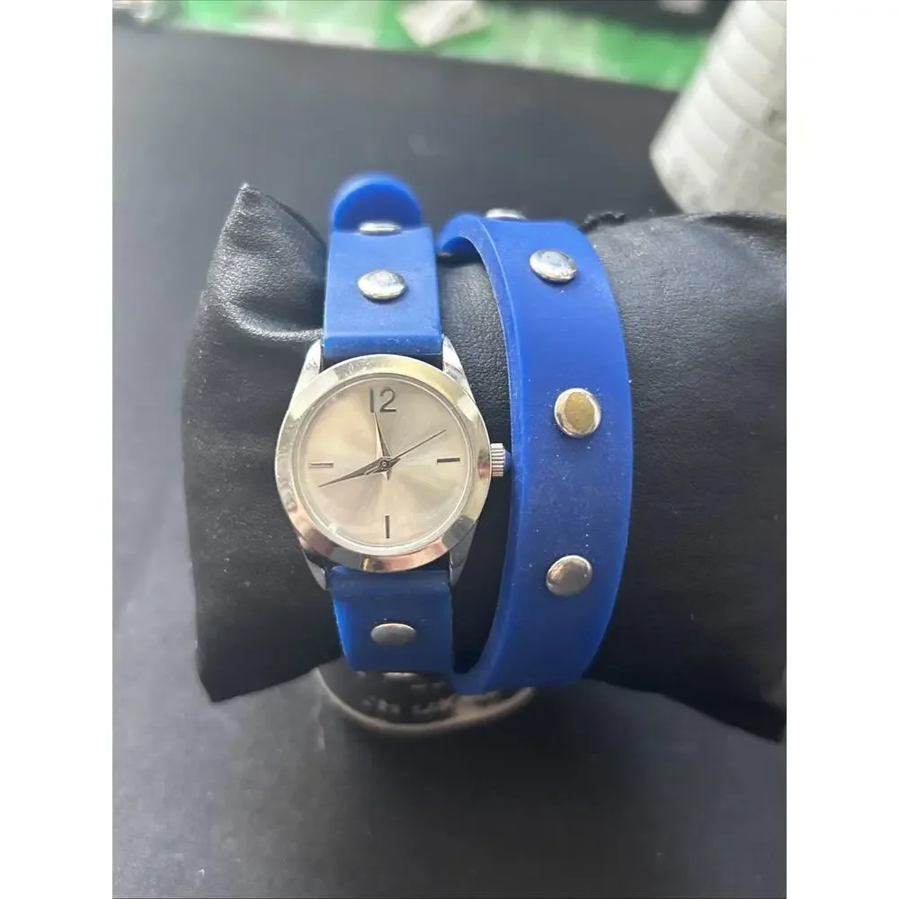 Silver Tone Blue Wrap Style Band Women’s Quartz Watch